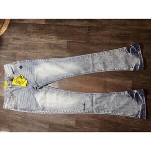 GUAPI Premium Jeans Men’s 34 Light Wash Designer Denim Stacked Fit New With Tags